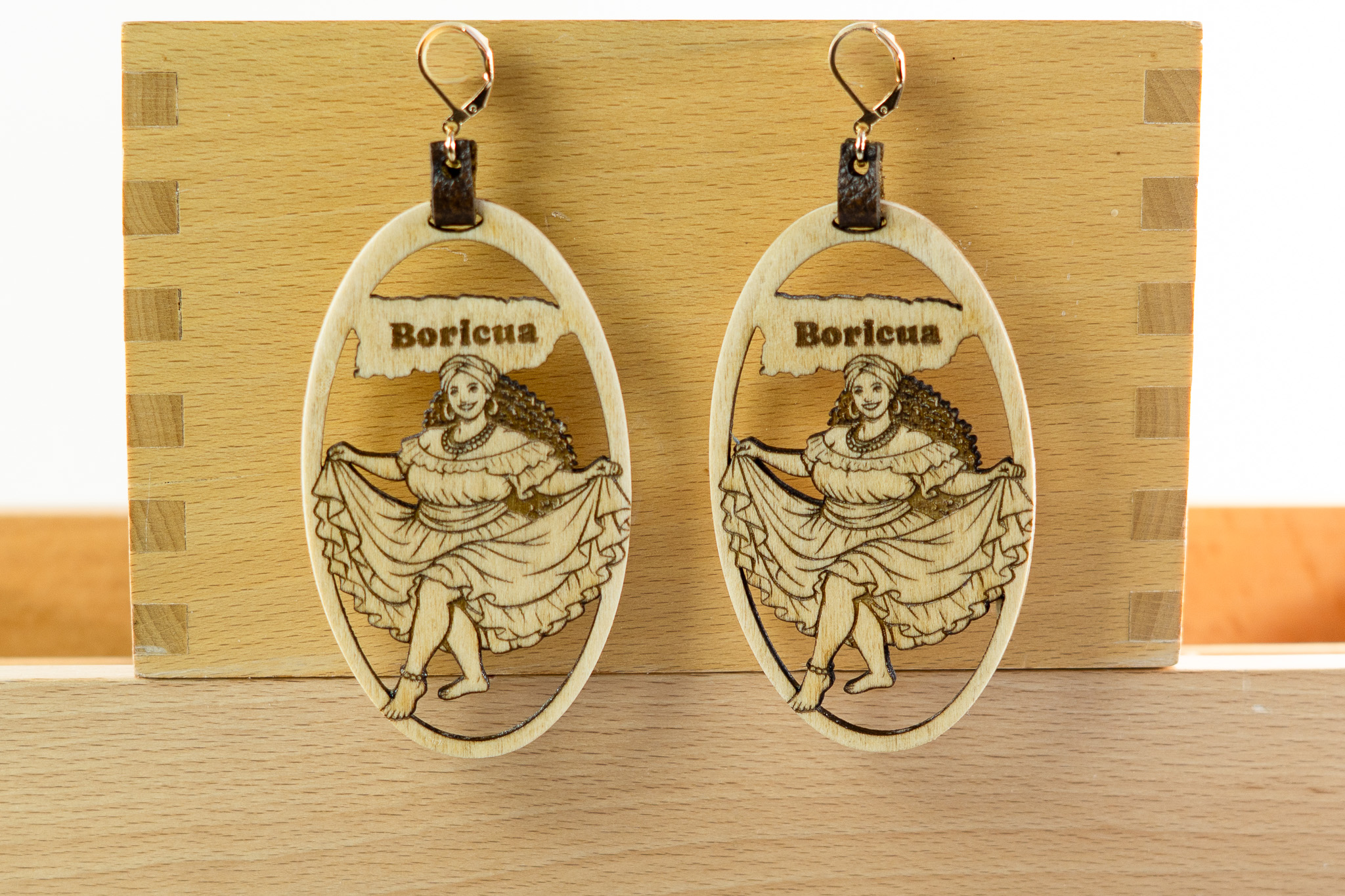 Boricua Bomba Earrings, Afro Puerto Rican Dancer Earrings